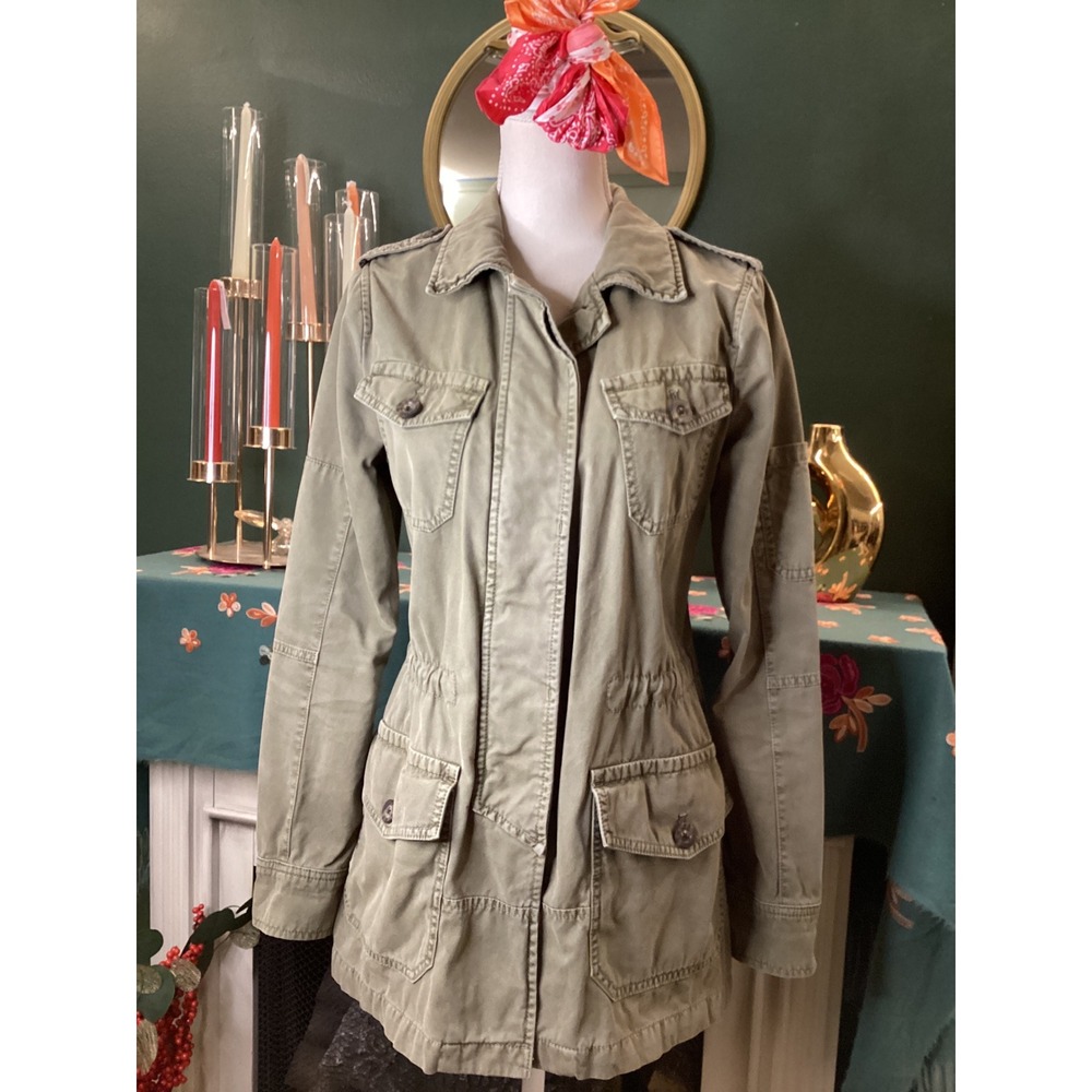 Banana‎ Republic Womens Military Jacket Olive Green Utility Field Coat SZ Small